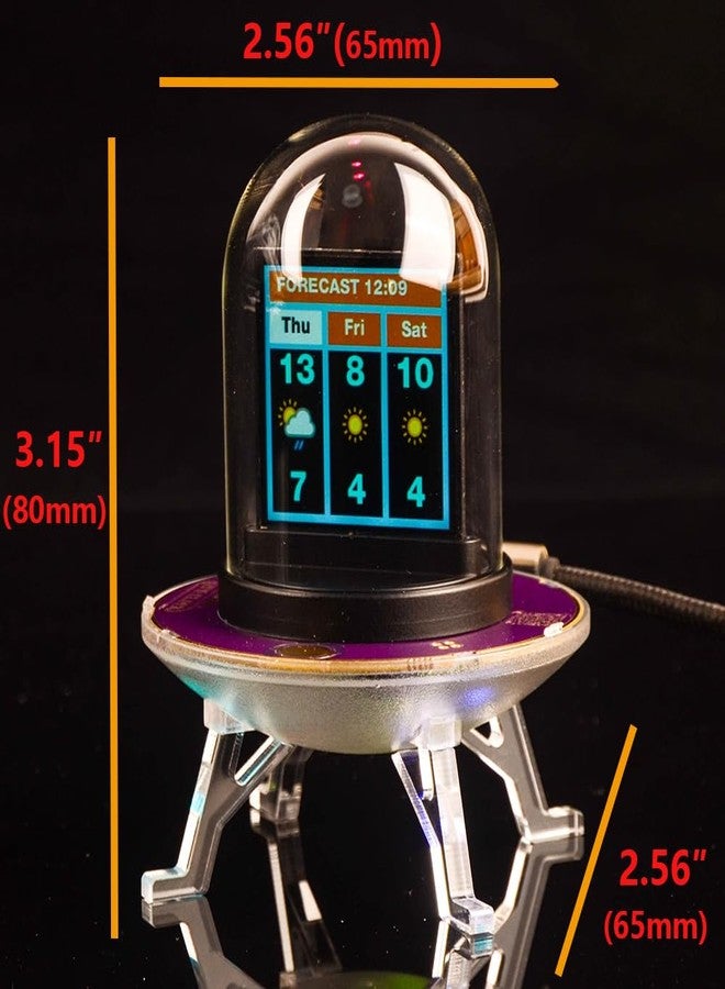 MLWSHR UFO WiFi-Synced Nixie Tube Digital Alarm Clock with IPS Screen,RGB Lighting,Weather Forecast,Real-Time Bitcoin/Stock/Forex/Gold Ticker,Custom Photo & GIF/JPG Display - Image 2